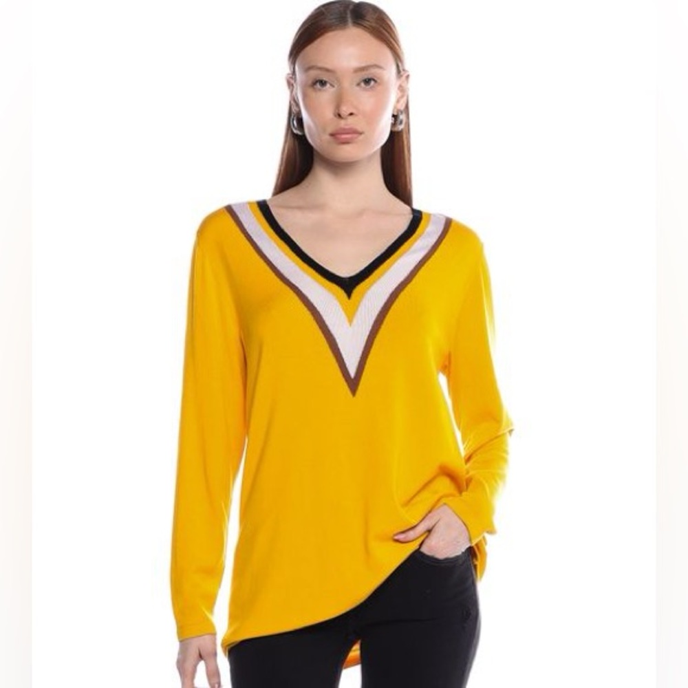 Marina Rinaldi - Embroidered V Neck pullover Sweater Size M‎
